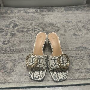 A New Day Snake Print Mules with Gold Accent